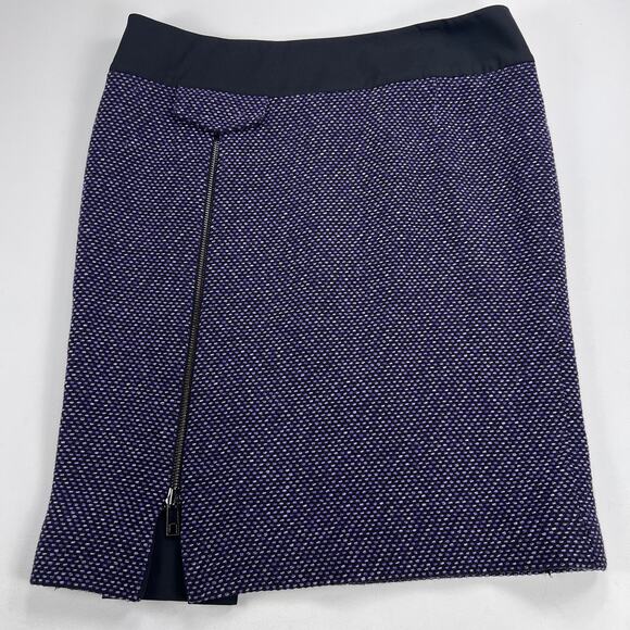 Per Se by Carlisle Wool Blend Zip Front Purple Black Tweed Skirt Size 16 - Picture 2 of 12